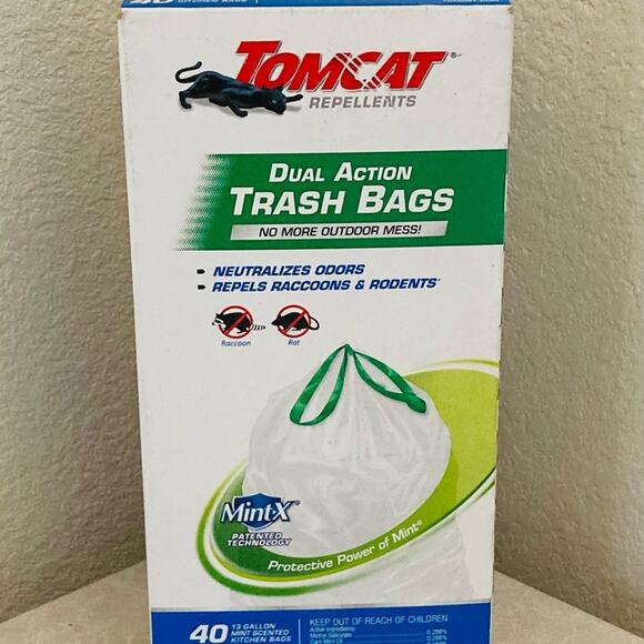 New TOMCAT REPELLANTS DUAL ACTION 13 gallon trash bags , 40 bags - Picture 1 of 5